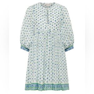 Daughters of India Blue and Green Floral Mini Dress